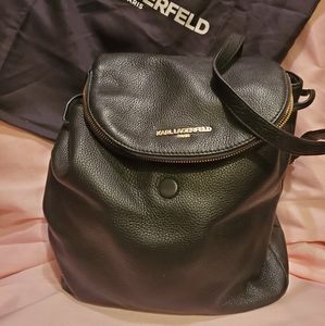 Karl Lagerfeld Black Leather Backpack